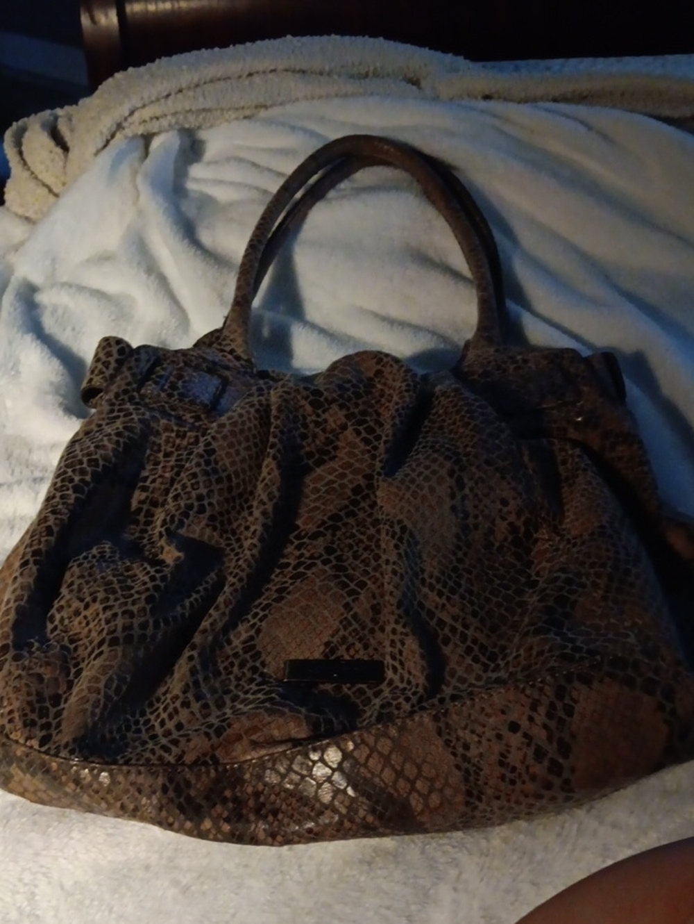 Jessica Simpson Brown Snake-Print Shoulder Bag